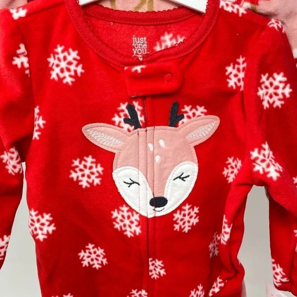 Carter's Just One You® Toddler Santa Reindeer Fleece Footed Pajamas Pink 12M